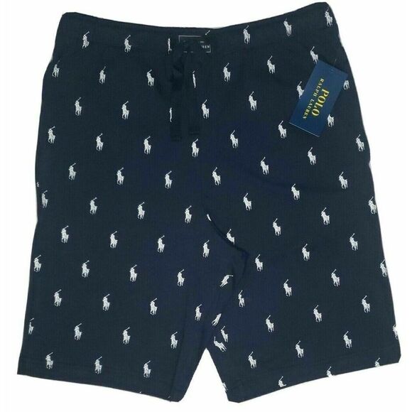 Polo Ralph Lauren Men's Sz Small Navy "All Over Pony Print" Cotton Sleep Shorts - Picture 1 of 3